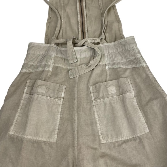 Free People Palm Valley Shortall Boho Zip Front Tie-Back Khaki - Picture 10 of 15